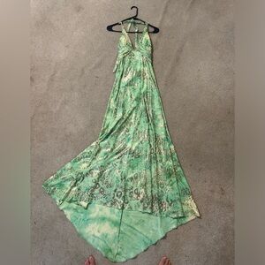 Unique leopard print, metallic floor length gown perfect for any event!